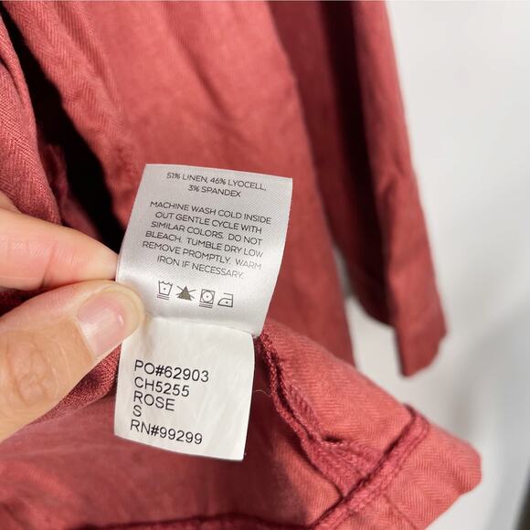 Level 99 S Rose Pink Rachel Stretch Linen Blazer 3/4 Cuffed Sleeves Open Front - Picture 8 of 10